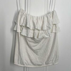 White Ruffle Strapless Tube Top, American Eagle, Size XS